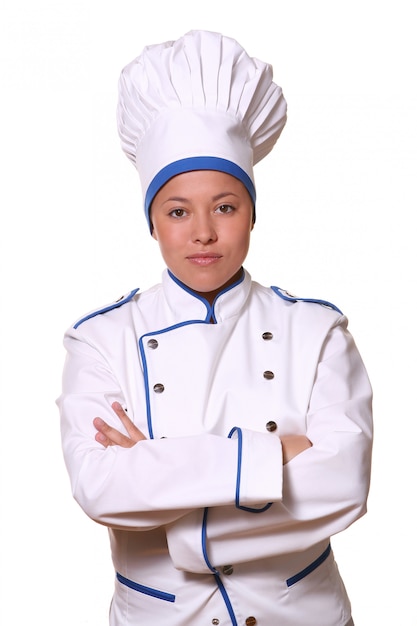 Hermosa mujer en imagen de chef