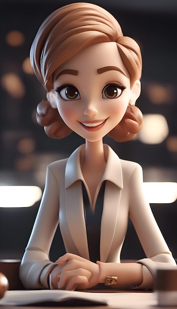 Foto gratuita hermosa mujer de negocios en la oficina concepto de negocios renderizado en 3d