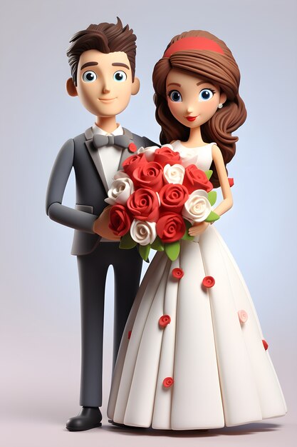 Hermosa pareja casándose con rosas