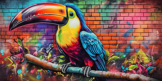 Foto gratuita hermosa pintada de pájaro en el edificio