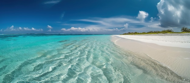 Hermosa playa de arena con arena blanca Imagen generada por AI