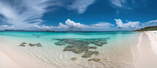 Hermosa playa con arena blanca Imagen generada por AI