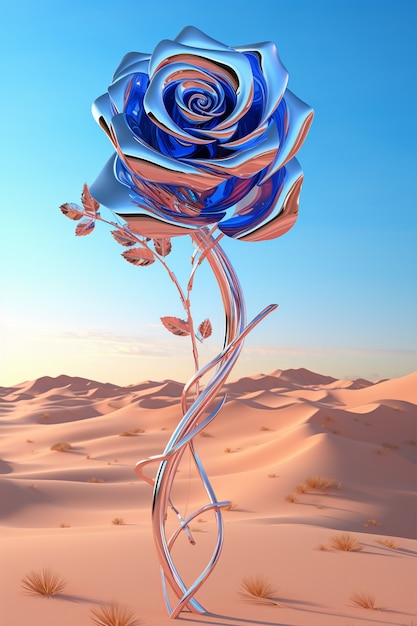 Hermosa rosa azul en el desierto