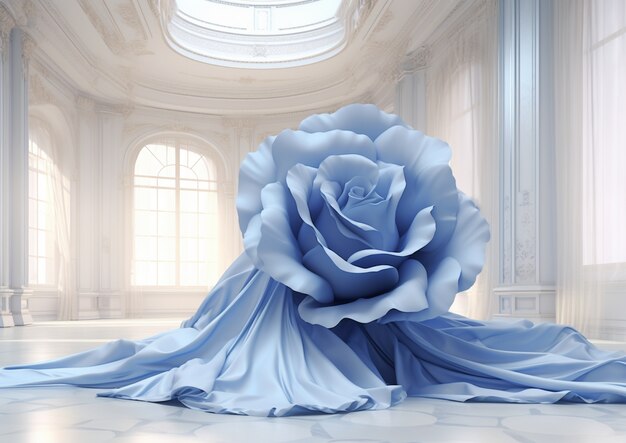 Hermosa rosa azul en el interior