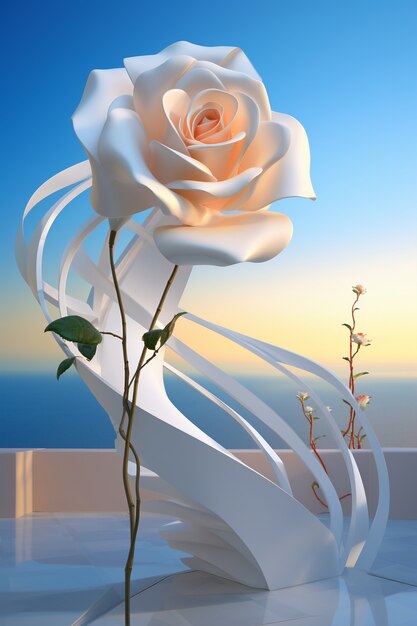 Hermosa rosa blanca al aire libre