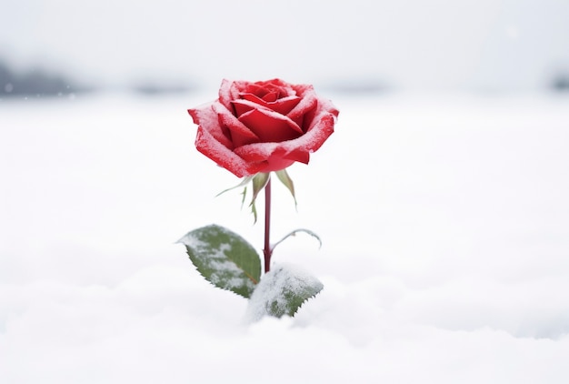 Foto gratuita hermosa rosa congelada al aire libre