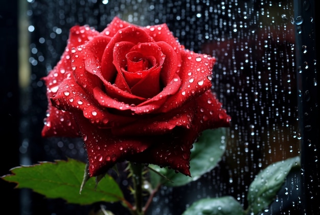 Foto gratuita hermosa rosa con gotas de agua