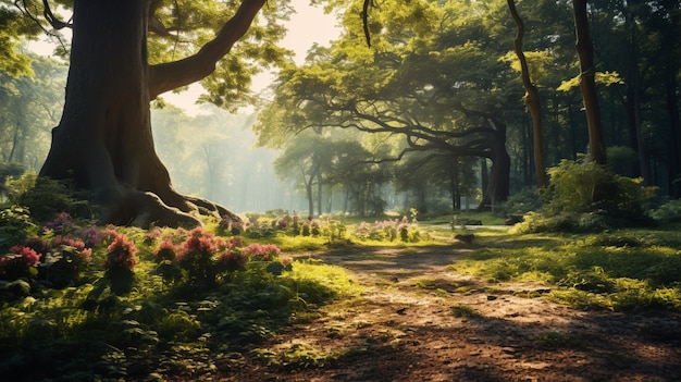 La hermosa temporada de primavera en el bosque