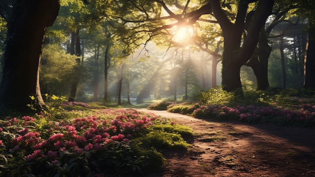 La hermosa temporada de primavera en el bosque