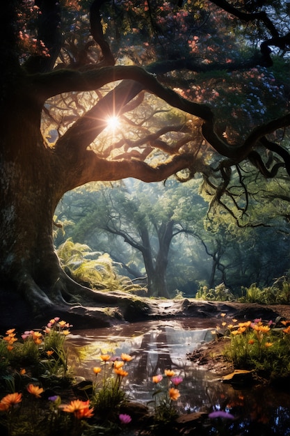 La hermosa temporada de primavera en el bosque