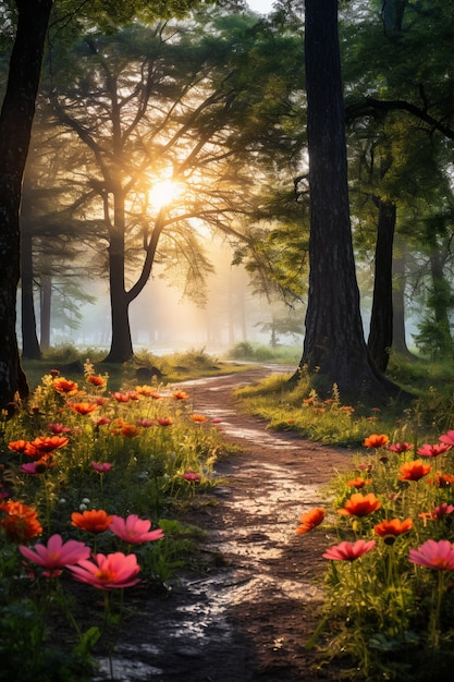 Foto gratuita la hermosa temporada de primavera en el bosque