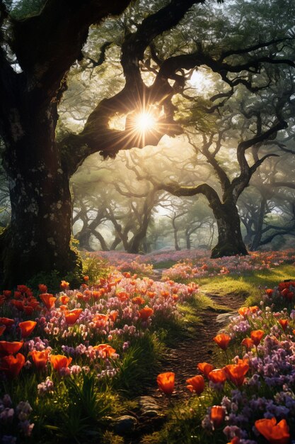 La hermosa temporada de primavera en el bosque