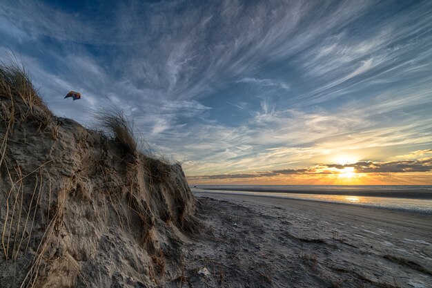 Hermosa vista del amanecer en la playa