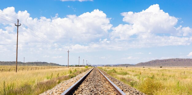 Hermosa vista de las antiguas vías del tren en una zona rural