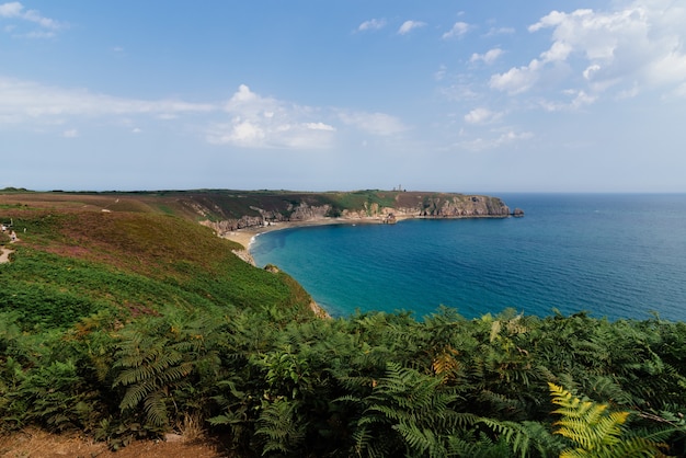 Hermosa vista del Cap Frehel, Bretaña, Francia