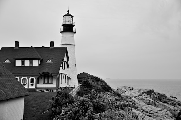 Foto gratuita hermosa vista del faro de portland head cape usa