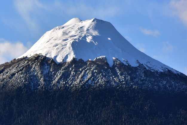 Hermosa vista de montañas nevadas y rocas