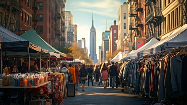 Hermosa vista de nueva york con el edificio empire state