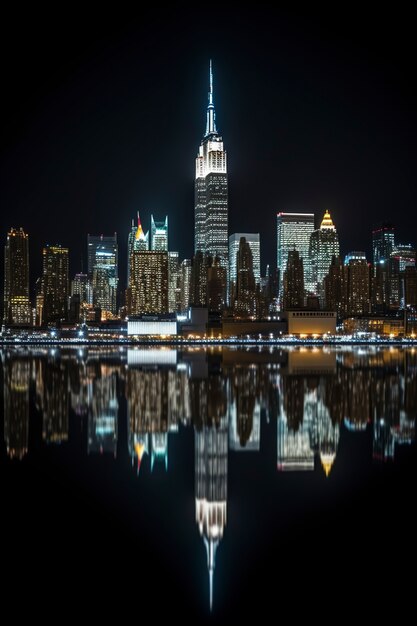 Hermosa vista de nueva york con el edificio empire state