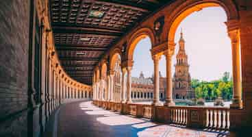 Foto gratuita hermosa vista de la plaza de españa en sevilla en españa