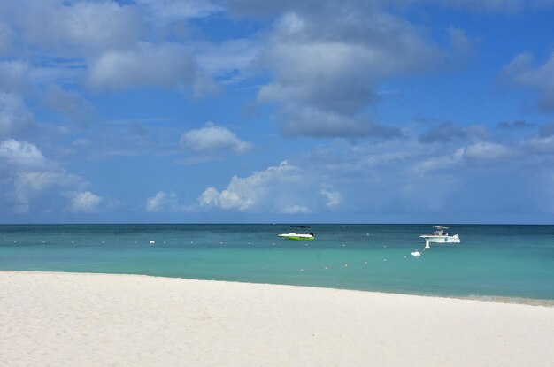 Hermosas aguas turquesas en una playa de arena blanca en Aruba