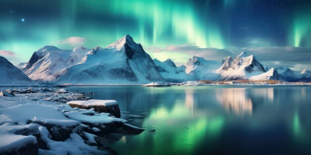 Hermosas auroras en el cielo nocturno