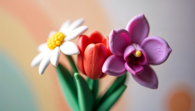 Hermosas flores en 3D en primer plano