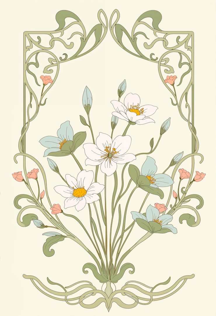 Foto gratuito las hermosas flores de art nouveau