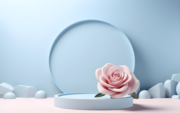 Hermosas flores y escenario en el estudio