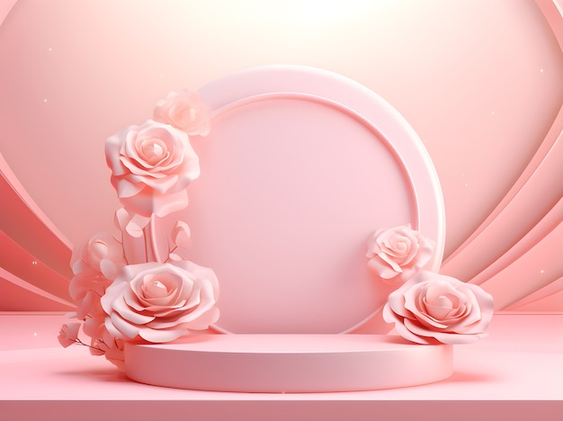 Hermosas flores y escenario en el estudio