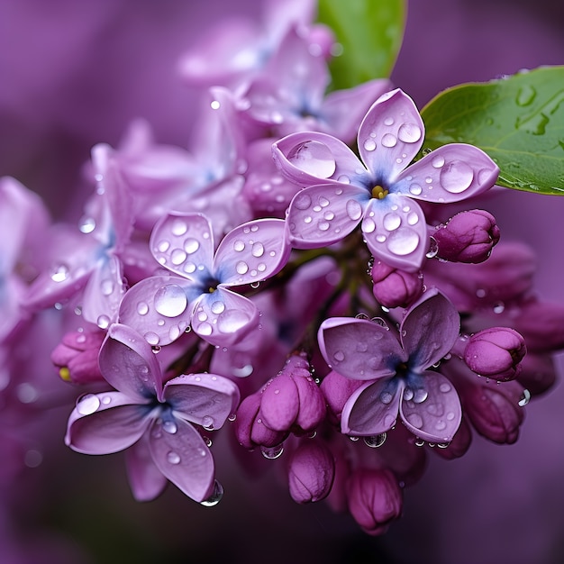 Hermosas flores con gotas de agua