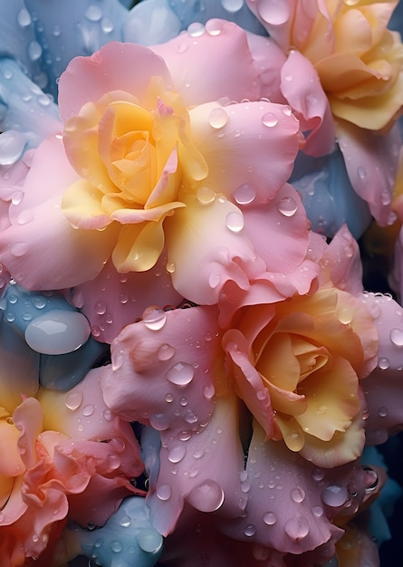 Foto gratuita hermosas flores con gotas de agua