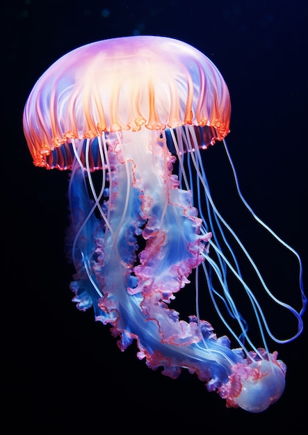 Hermosas medusas nadando en el océano