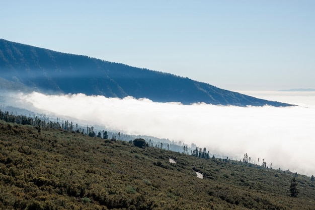 Hermosas nubes blancas con montañas