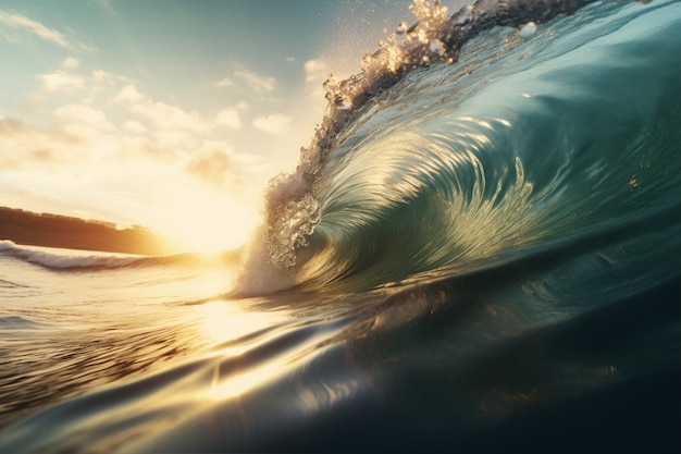 Hermosas olas junto al mar