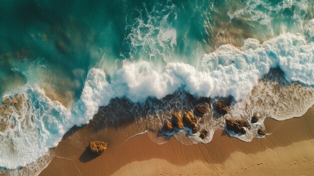 Hermosas olas junto al mar