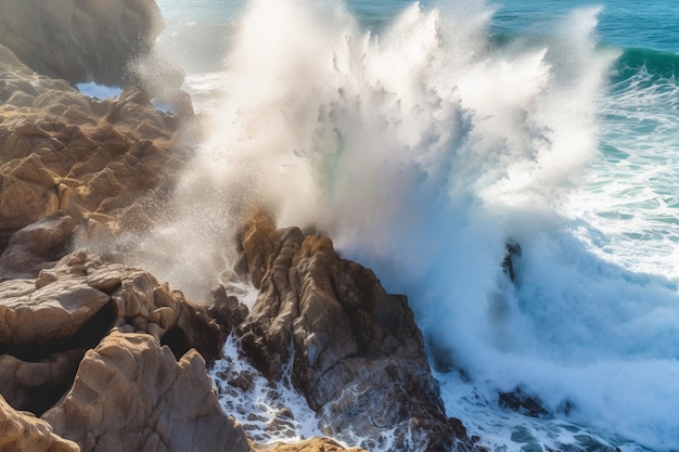 Hermosas olas junto al mar