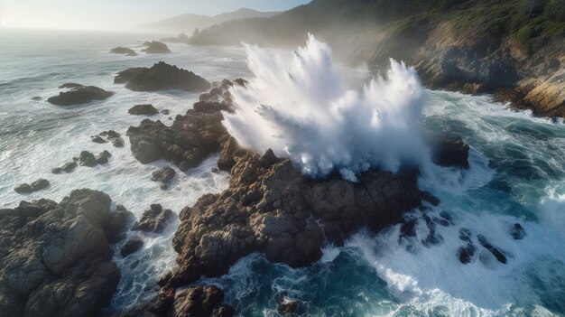 Hermosas olas junto al mar