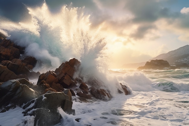 Foto gratuita hermosas olas junto al mar