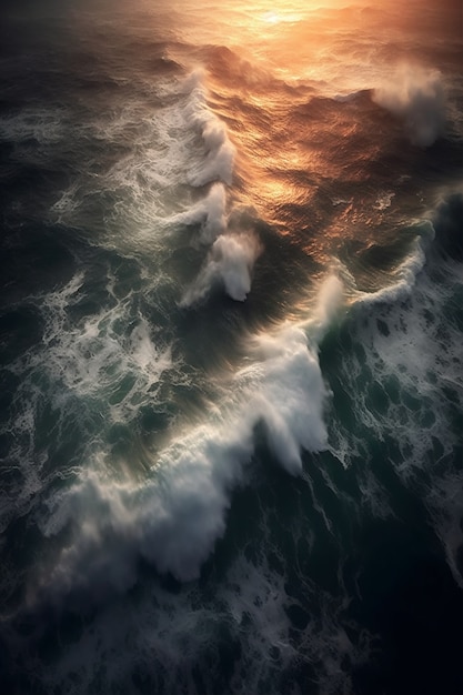 Hermosas olas junto al mar