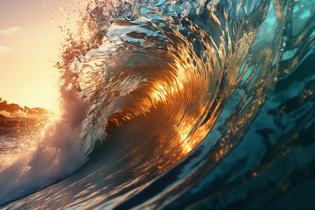 Hermosas olas junto al mar