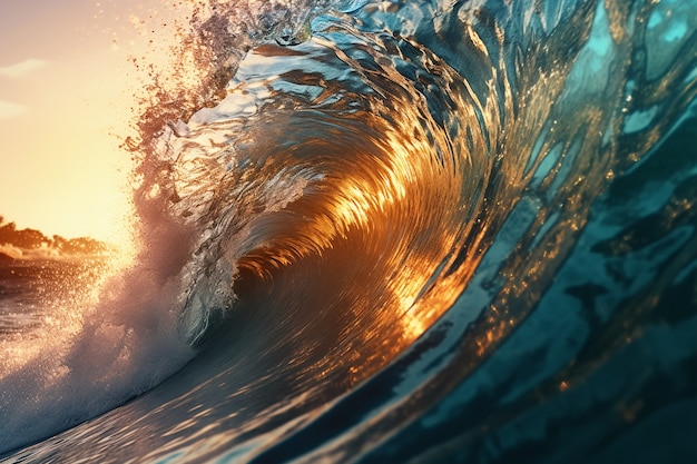 Hermosas olas junto al mar