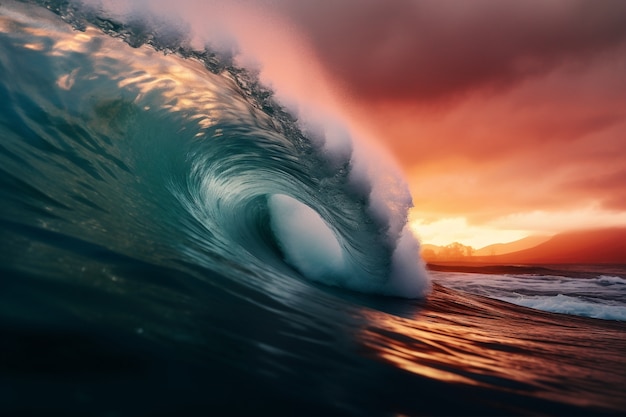 Hermosas olas junto al mar