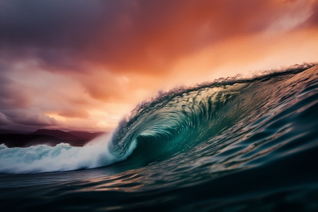 Hermosas olas junto al mar