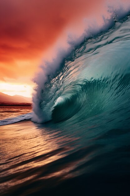 Hermosas olas junto al mar