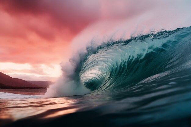 Hermosas olas junto al mar