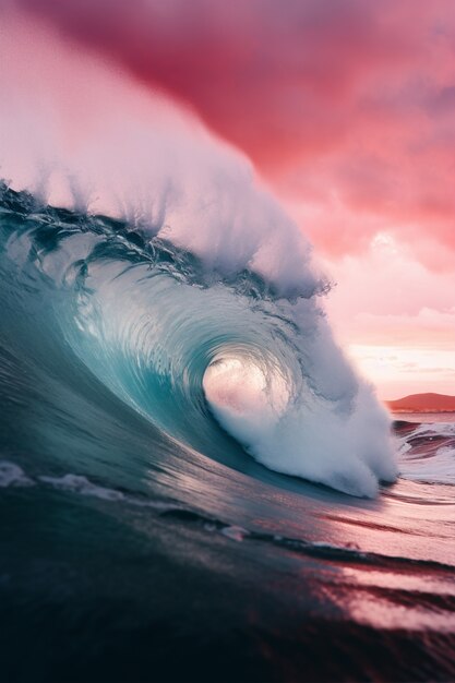 Hermosas olas junto al mar