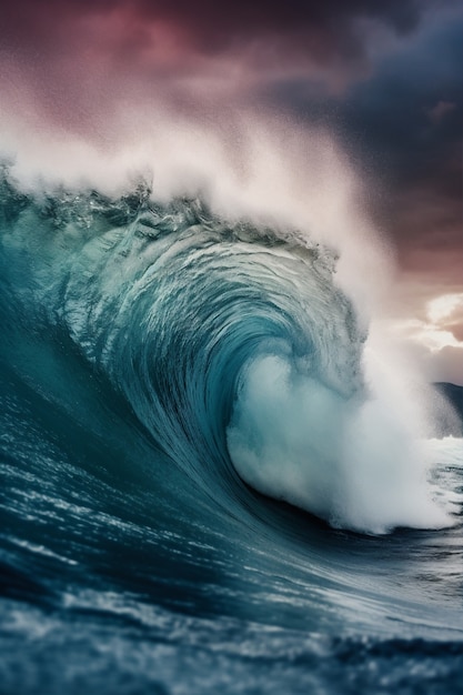 Hermosas olas junto al mar