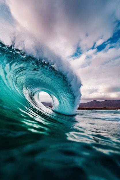 Hermosas olas junto al mar