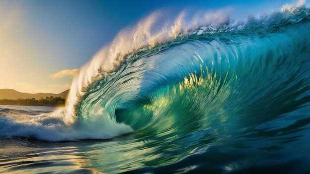 Hermosas olas junto al mar